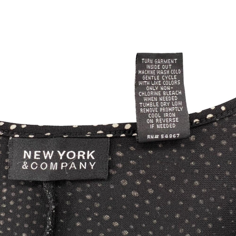 New York & Co Women Dress Size XL Swirl Polka Dot Black White - Picture 7 of 9
